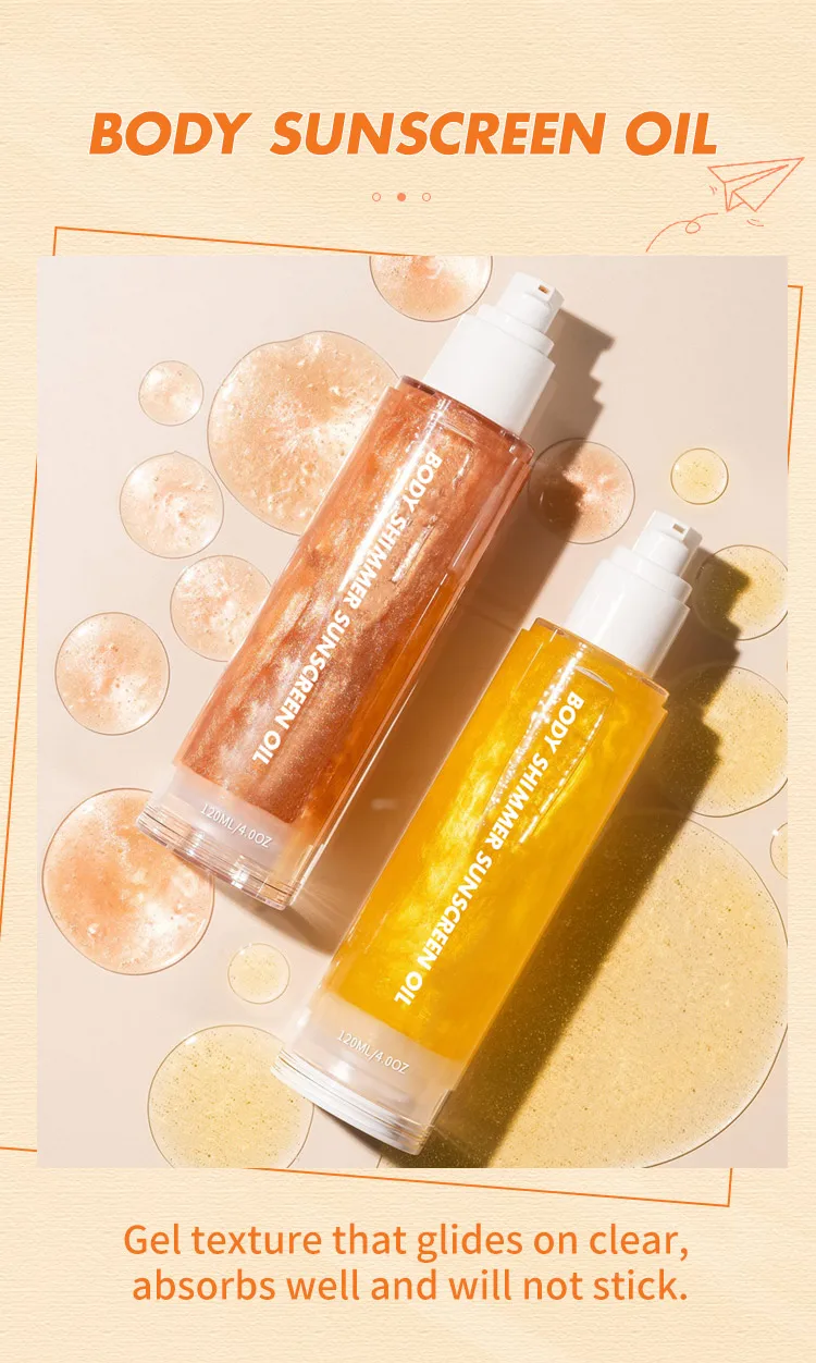 Hot Private Label Vegan Shimmering Body Glowing Oil Waterresistant