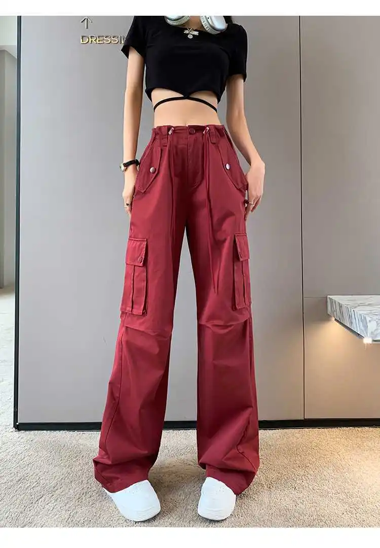 Cargo Y2K Retro overalls children's 2023  New American sweet cool style slimming loose wide leg casual pants ladies trousers