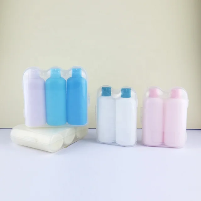 Custom Empty Packing Plastic Cosmetic Portable Lakeproof 50ml Squeezable Travel Size Lotion Shampoo HDPE Soft Travel Bottle Set