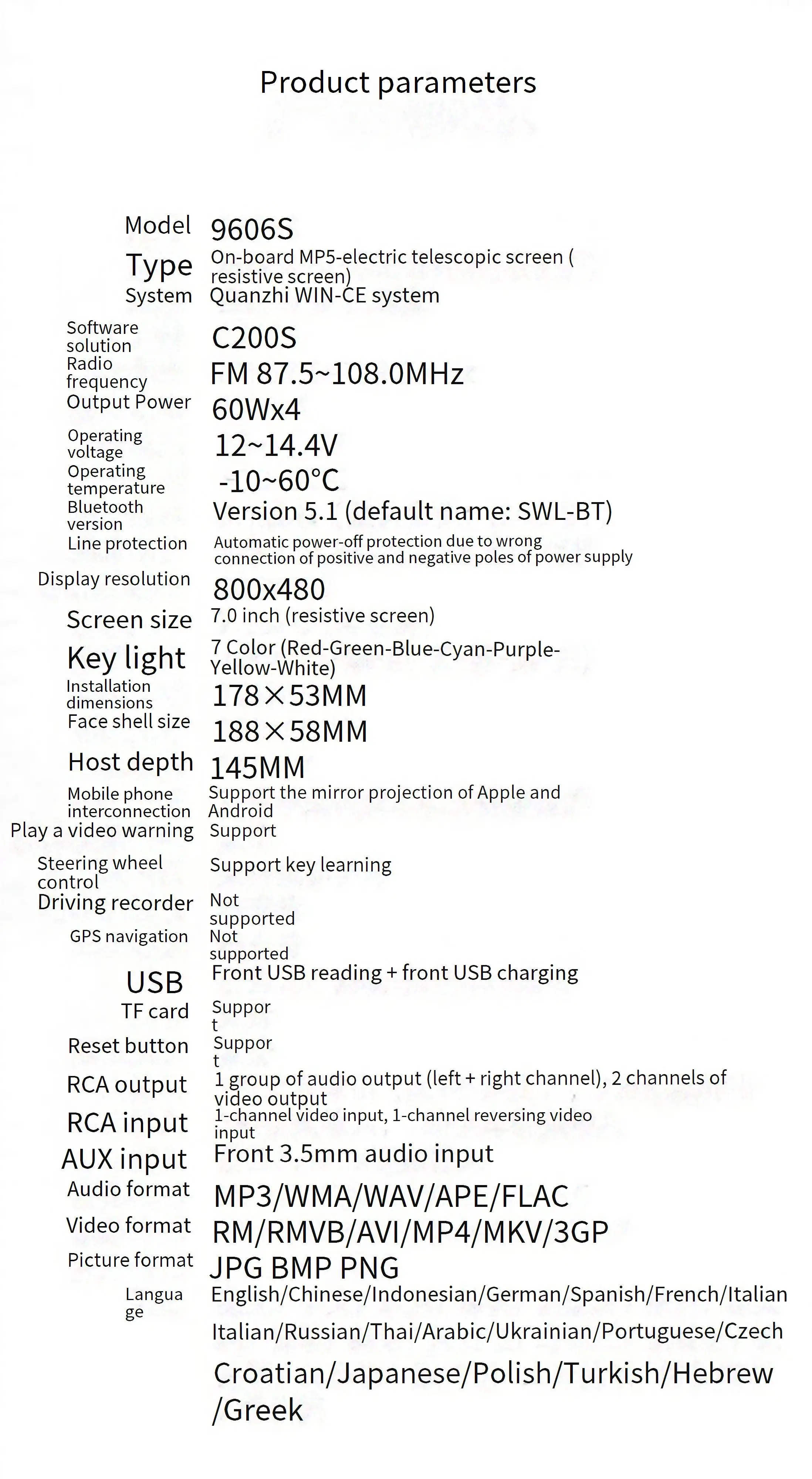 7-Inch Telescopic 1 Din Screen Car for MP5/MP3 Player Smart for BT Wireless Universal Card-Insertable Radio Carplay Android Auto