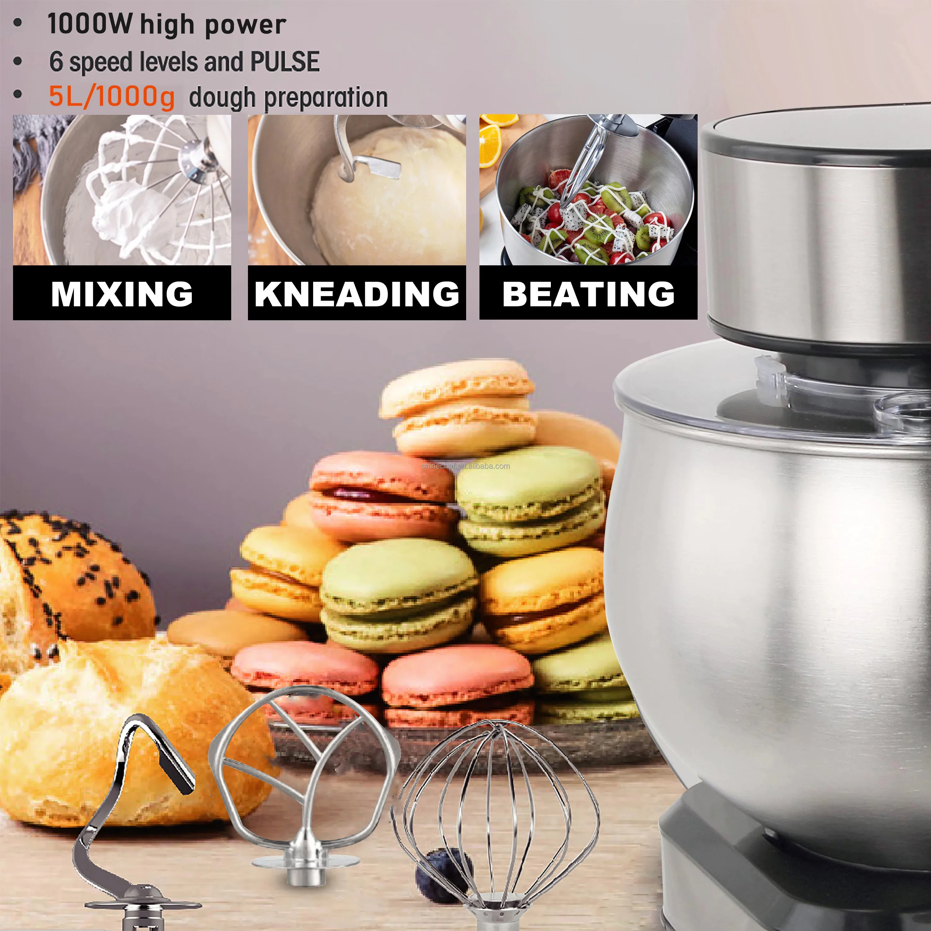 Litre Stand Mixer 1000W Batidora Planetaria Electric Dough Mixer