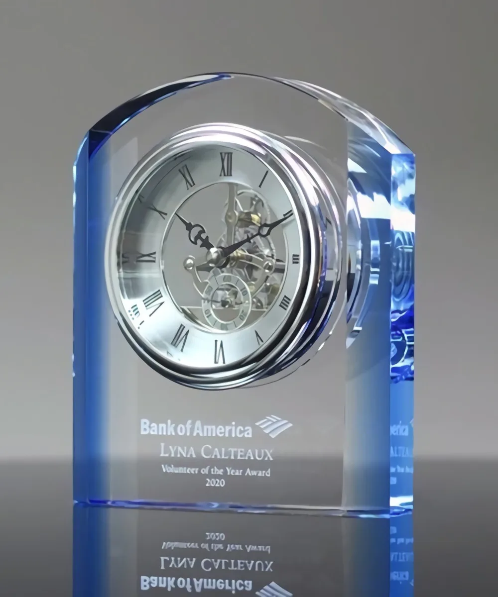 Appreciation Crystal Clock Award Wholesale Crystal Desk Clock