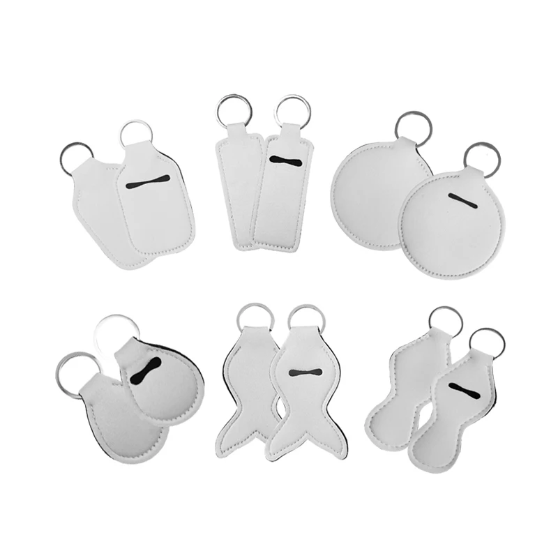 Ready to Ship Neoprene 30ml Hand Sanitizer Holder Lip Gloss Holder Keychain Sublimation Blanks Lanyard Wrist Keychain RTS