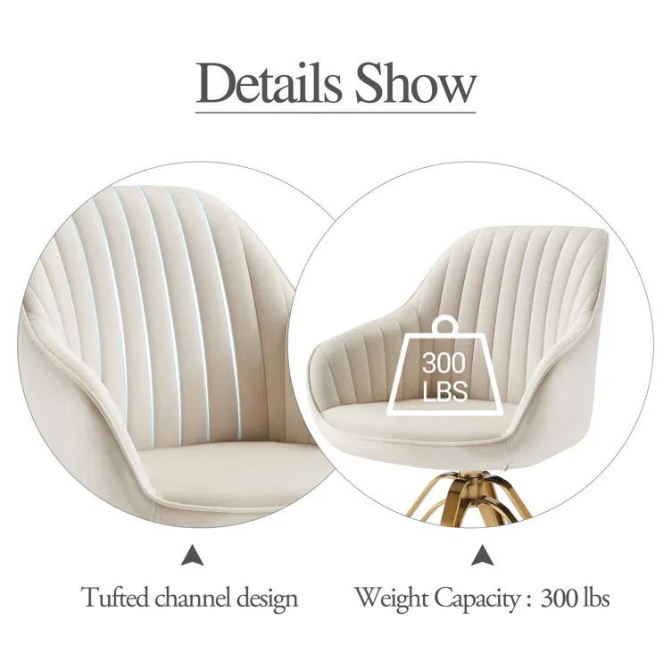 Nordic Modern Style Design With Metal Rotating Legs Velvet Leisure Armchairs Living Room Dining Chairs Bedroom Swivel Chairs