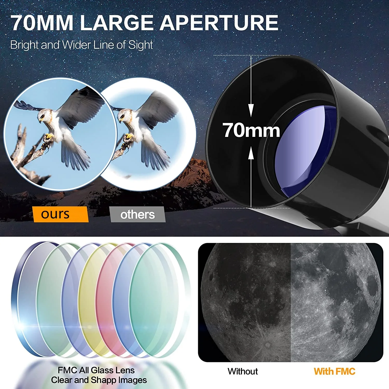 Outdoor Professional Stargazing Astronomical Telescope 70400 Telescope