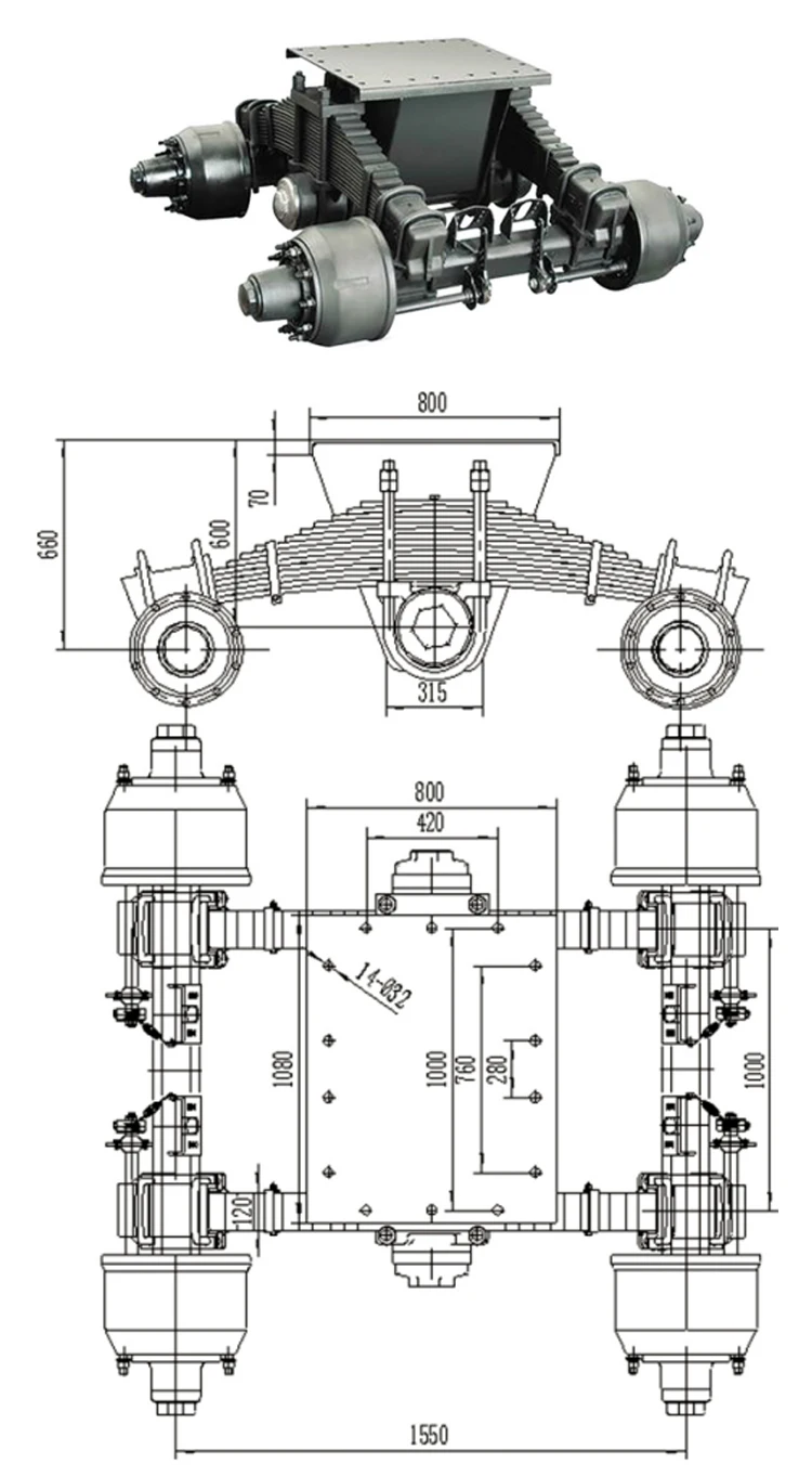 Hot Sale Heavy Truck Bogie Suspension System For Semi Trailer Axle