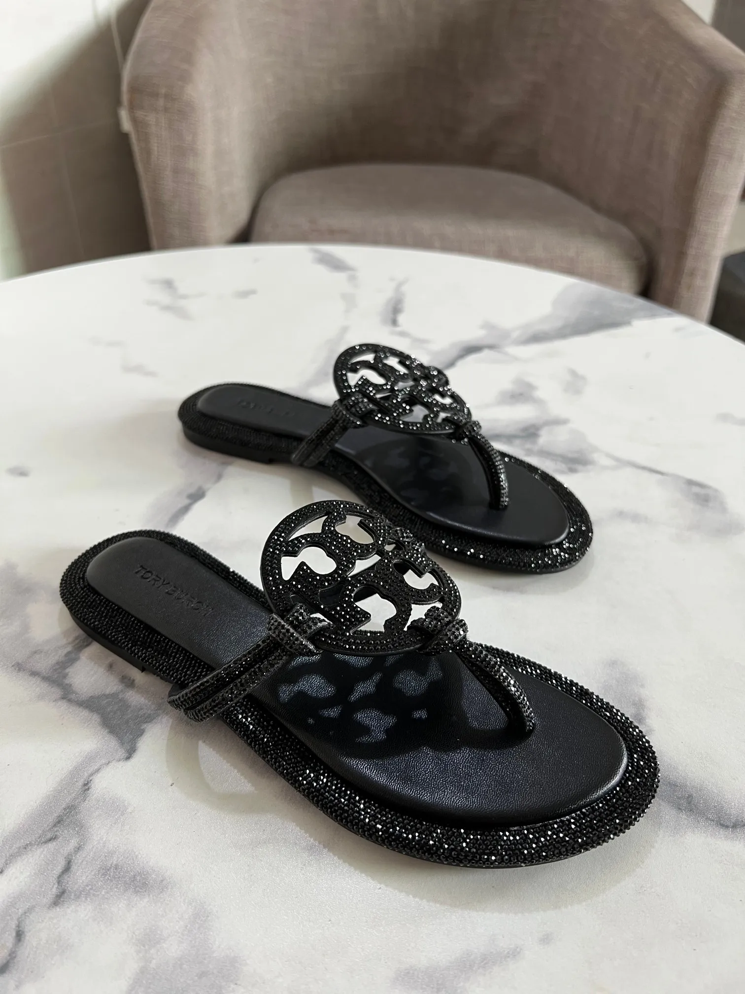 Luxury Brand Ladies Leather Jelly Tb Sandals Summer Flat Beach Slide ...