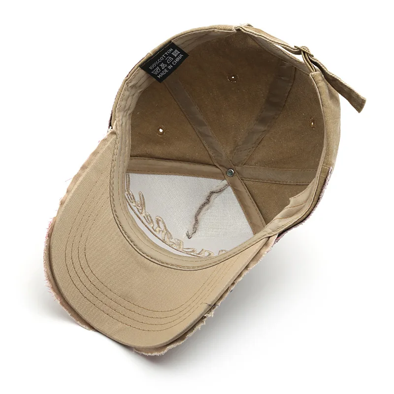 High Quality Unstructured Baseball Caps Custom Embroidery Logo Washed Vintage Distressed Cap 5 Panel Baseball Cap