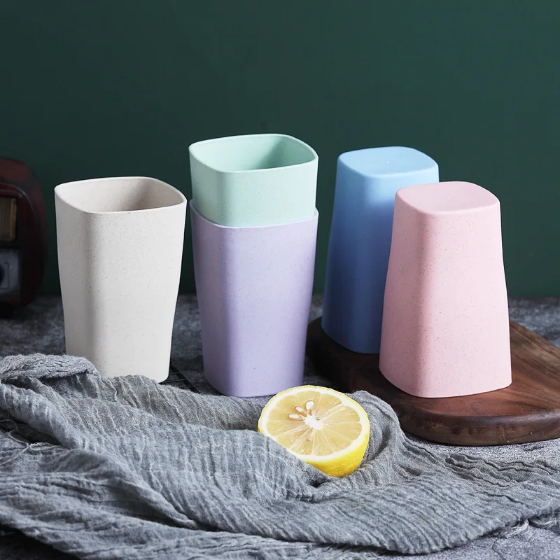 Оптовая продажа, пшеничная солома, экологически чистые квадратные чашки для питьевой воды, кофе, молока с логотипом клиента