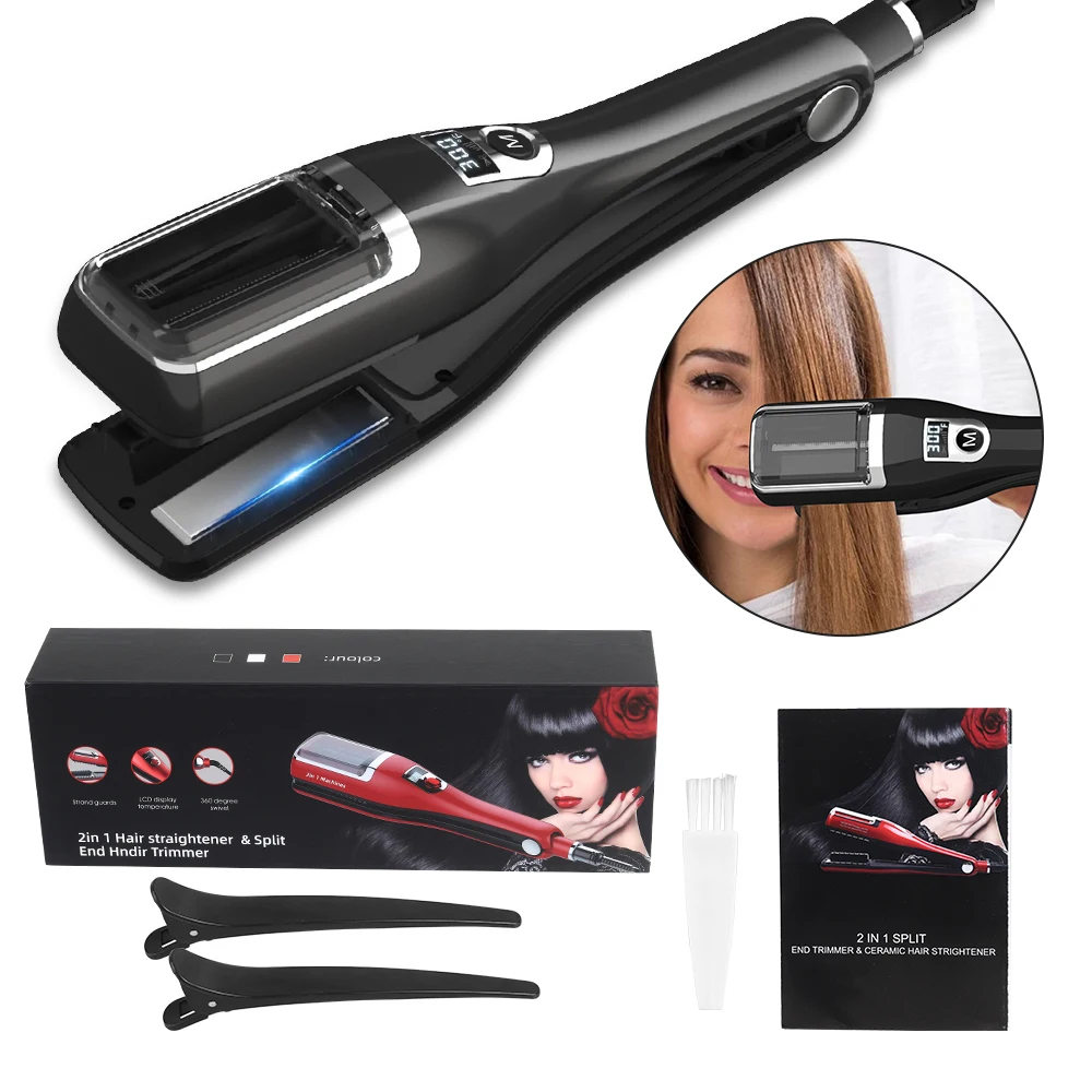 2 In 1 Flat Irons Ceramic Hair Straightener And Hair Trimmer Professional Cordless Automatic