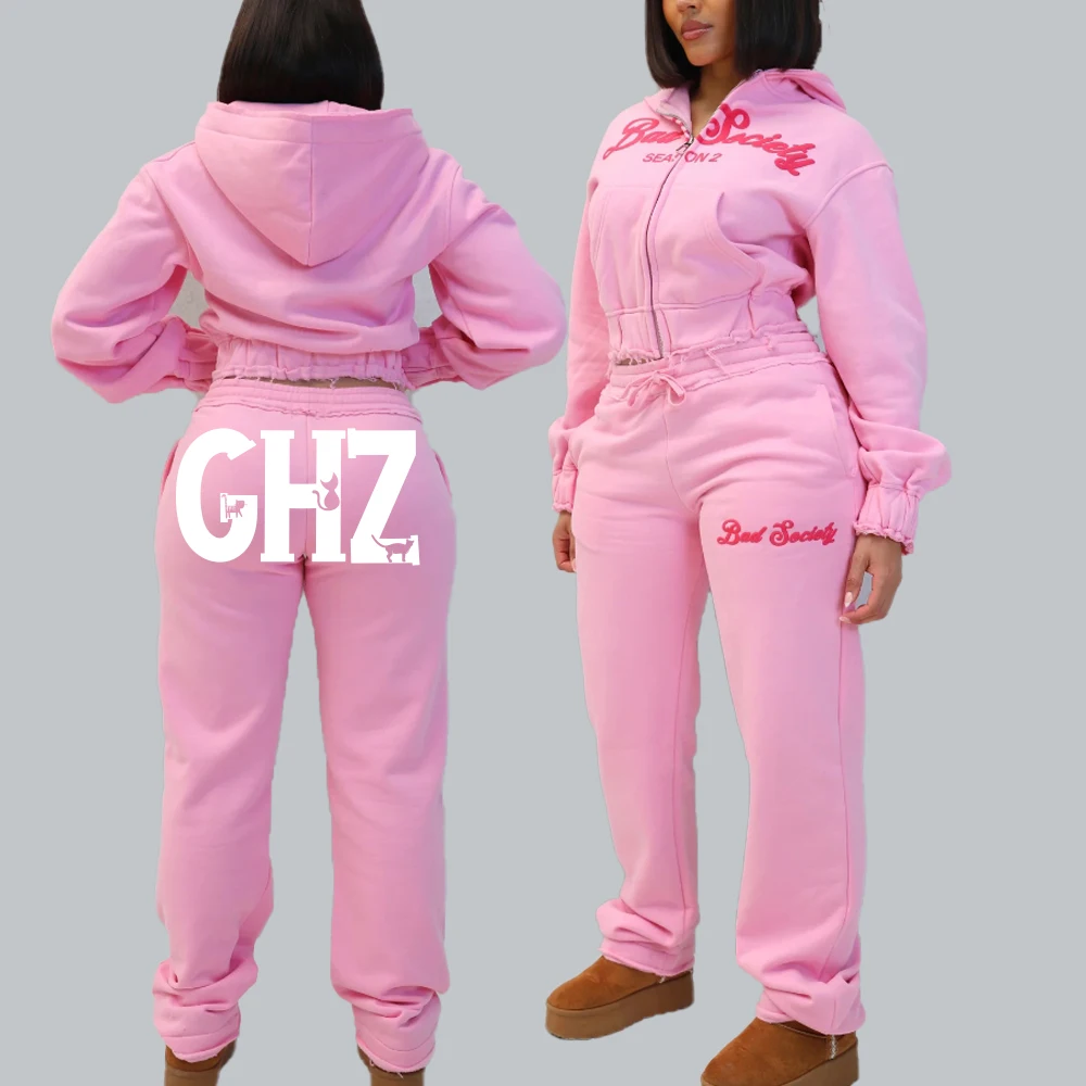 Shop Custom Women's Cotton Vintage Acid Wash Puff Tracksuits