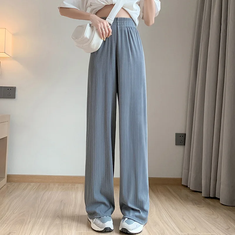 Women's Summer Ice Silk Chiffon Wide-Leg Pants High Waist Loose