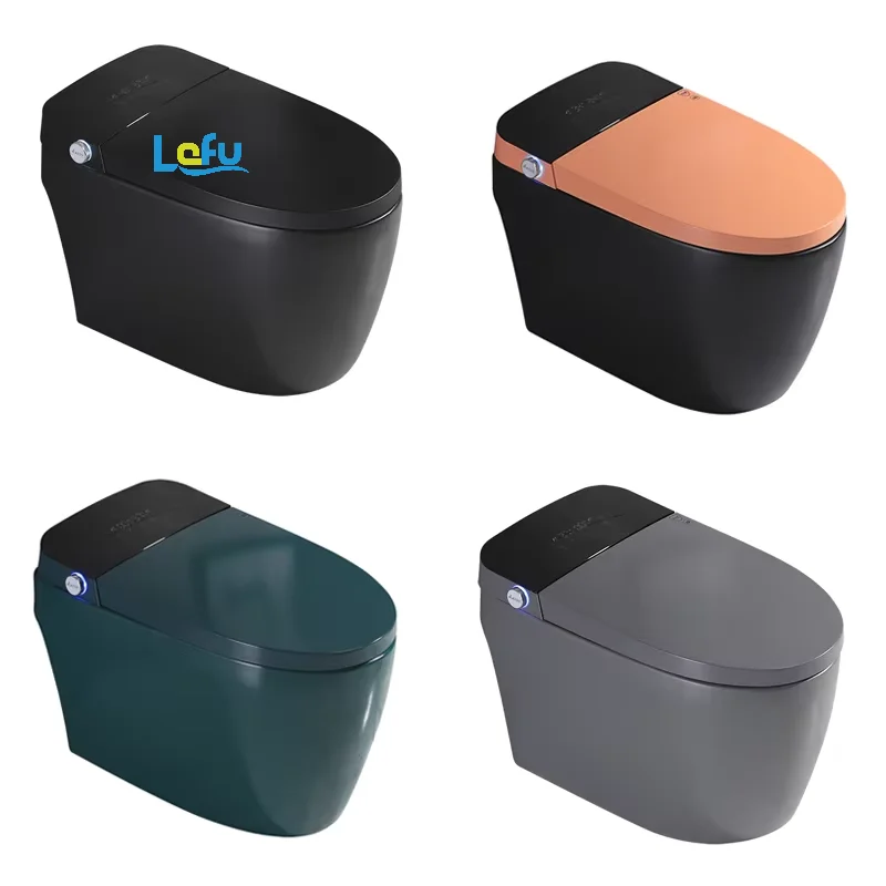 Matte Orange Gray Color Automatic Flush Wc One Piece Ceramic Bathroom Smart Intelligent Toilet