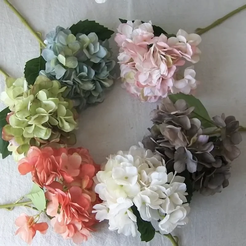 Mw52665 Artificial Flower Hydrangea Hot Selling Wedding Decoration Silk