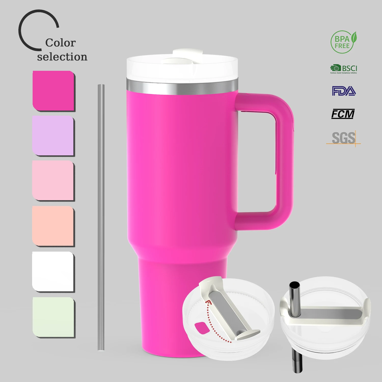 Factory Wholesale 20oz 30oz 40oz Stainless Steel Vacuum Insulated Metal Cup Travel Mug Coffee Tumbler With Handle factory