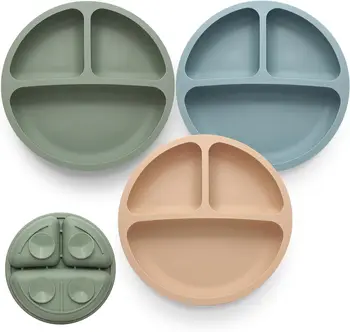 Unbreakable Feeding Tableware BPA Free 100% Food Grade Silicone Kid Baby Toddler Training Divided Suction Dinner Plate