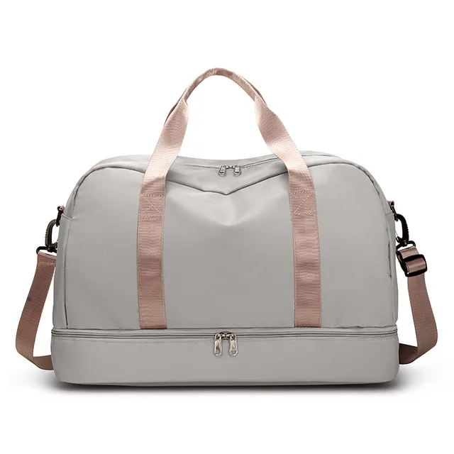 Women Large Crossbody Sports Duffel Nylon Travel Gym Bag With Shoe Compartment