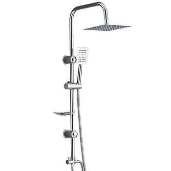 chrome plated stainless steel wall mount faucets taps bathroom rainfall shower set