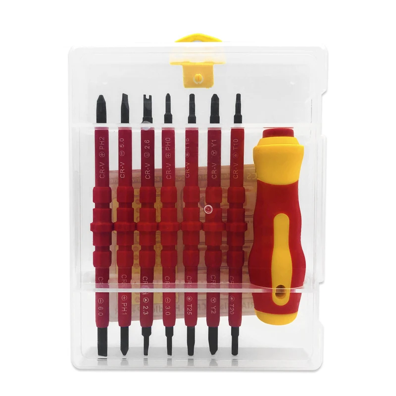 15 in 1 Chrome Vanadium Steel Insulated Screwdriver Set  Double Headed Screwdriver Electrician Repair Manual Screwdriver Set