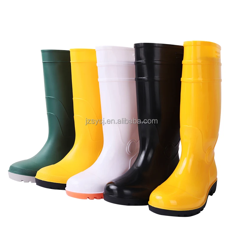 Oem Yellow Construction Pvc Antismash Sole Antistab Site Safety Boots Outdoor Protection Rain