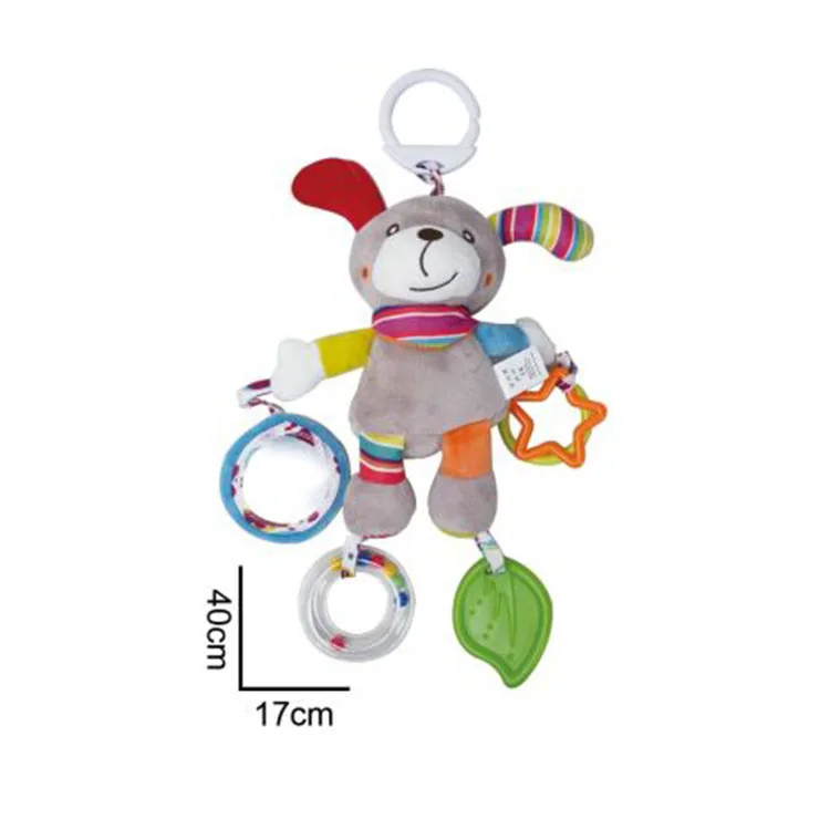 Baby Soft Hanging Rattle Car Seat Stroller Toys cartoon bear with Plush Animal C-Clip Ring for Infant Babies