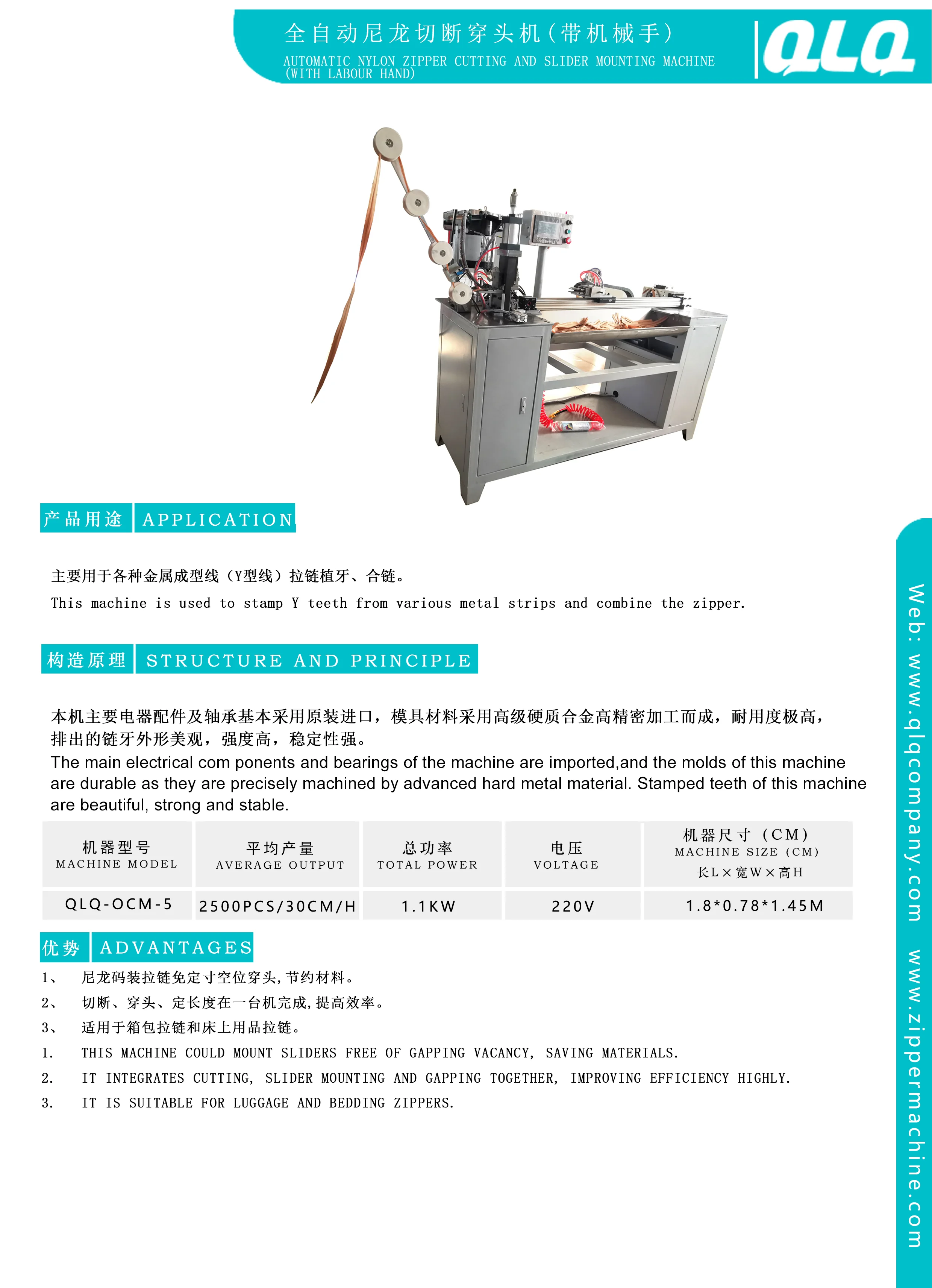 Zipper Cutting and Slider Mounting Machine to Make Bag Zipper High Quality Zipper Machines