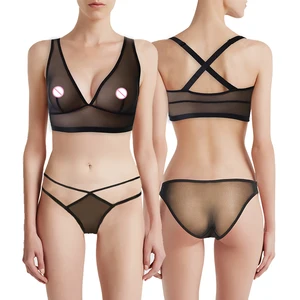 Women's Sexy Quality Polyester Lace Lingerie Comfortable and Breathable Underwear Bra Set