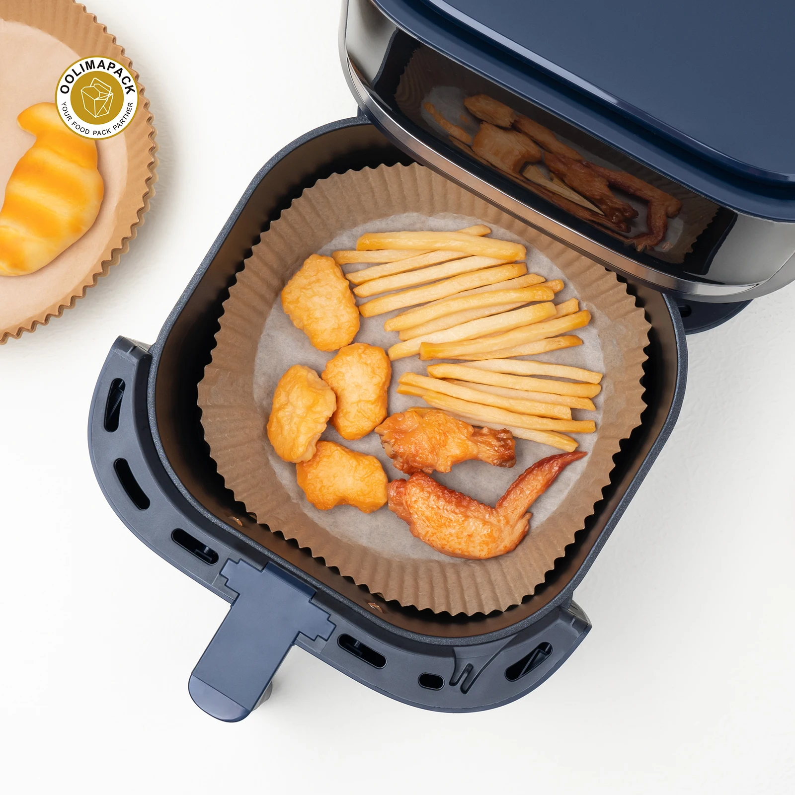 OOLIMA Disposable Round Air Fryer Parchment Paper Silicone Liners Without Holes Parchment Paper Liners