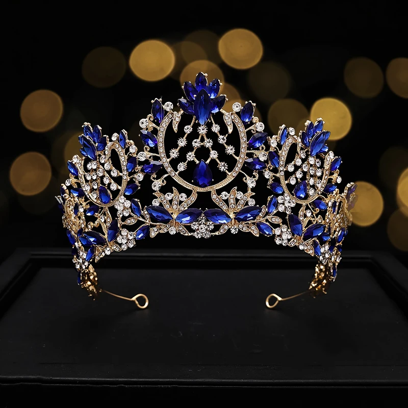Корона невесты DAIMING HG05121 в стиле барокко, цветная большая корона с кристаллами, корона для конкурса красоты, аксессуары для волос