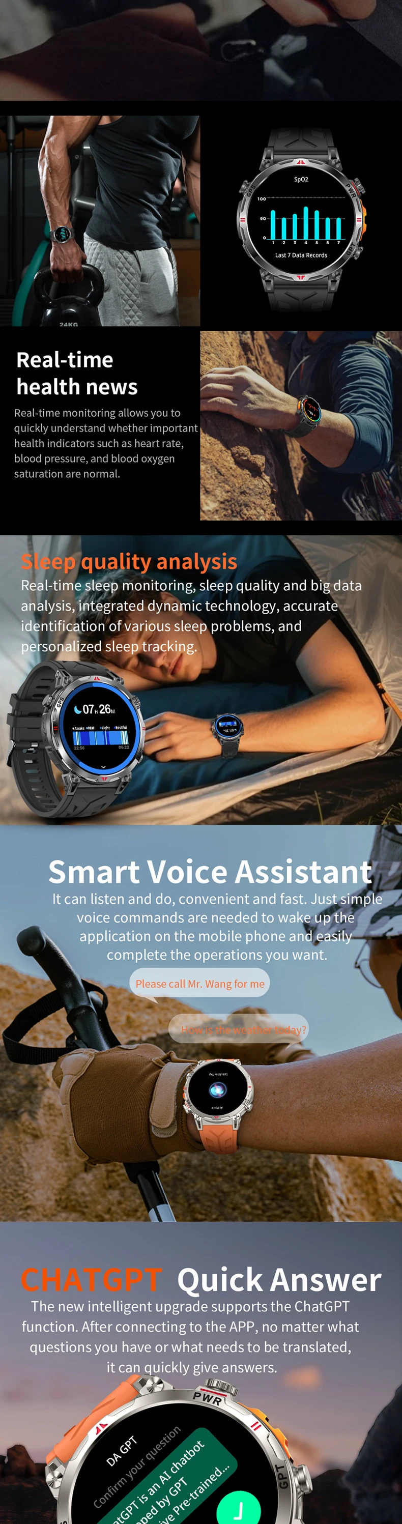 product 2025 kc93 gps smart watch 156 inch amoled screen ai dial gpt flashlight compass 650mah battery 3atm waterproof sport smartwatch-6