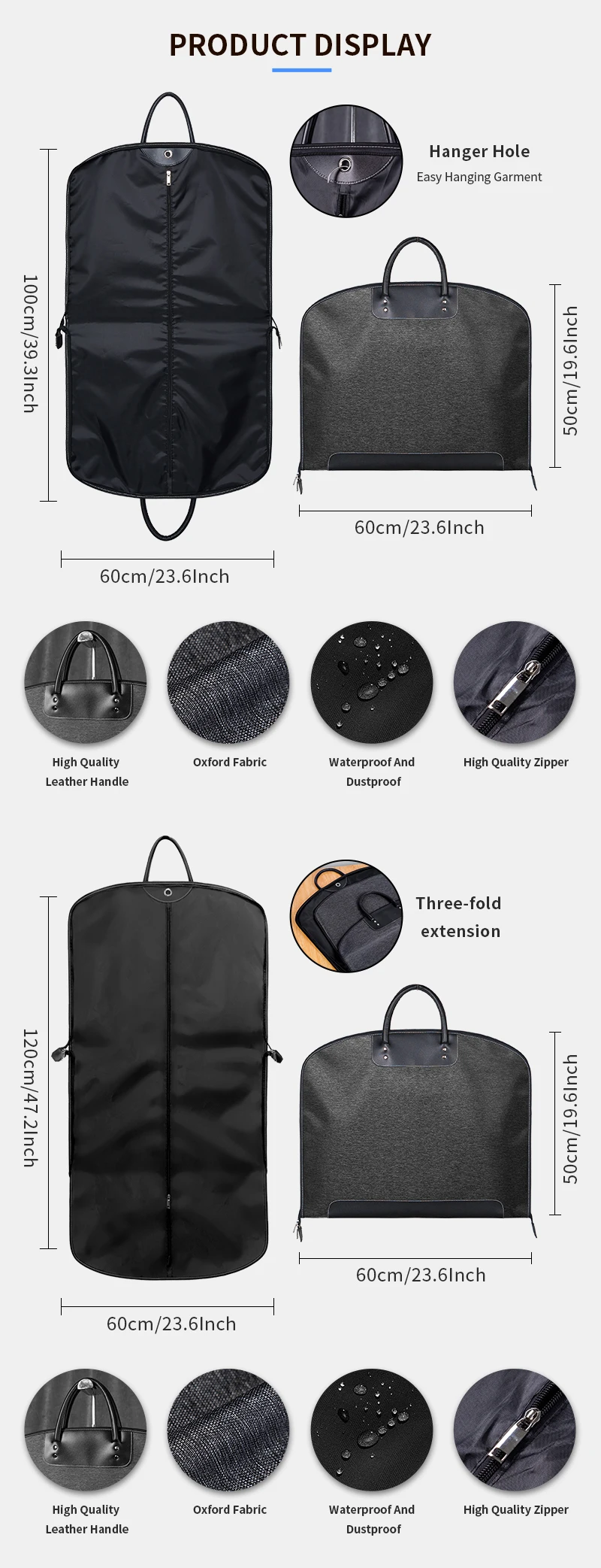 Luxury Custom Print Logo Black Garment Business Suit Jacket Cover Bags For Suits Store With