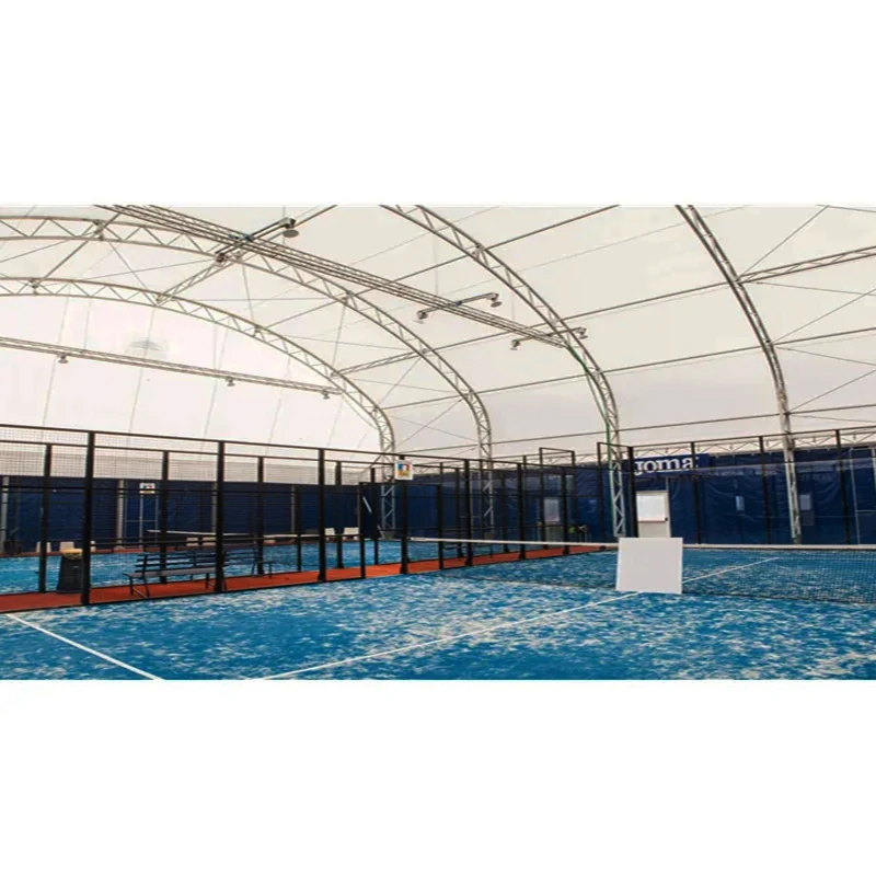 Prefabricated Steel Structures Tensile Architecture PVDF Fabric Membrane Structure for Paddle Tennis Court Roof  Football Tents