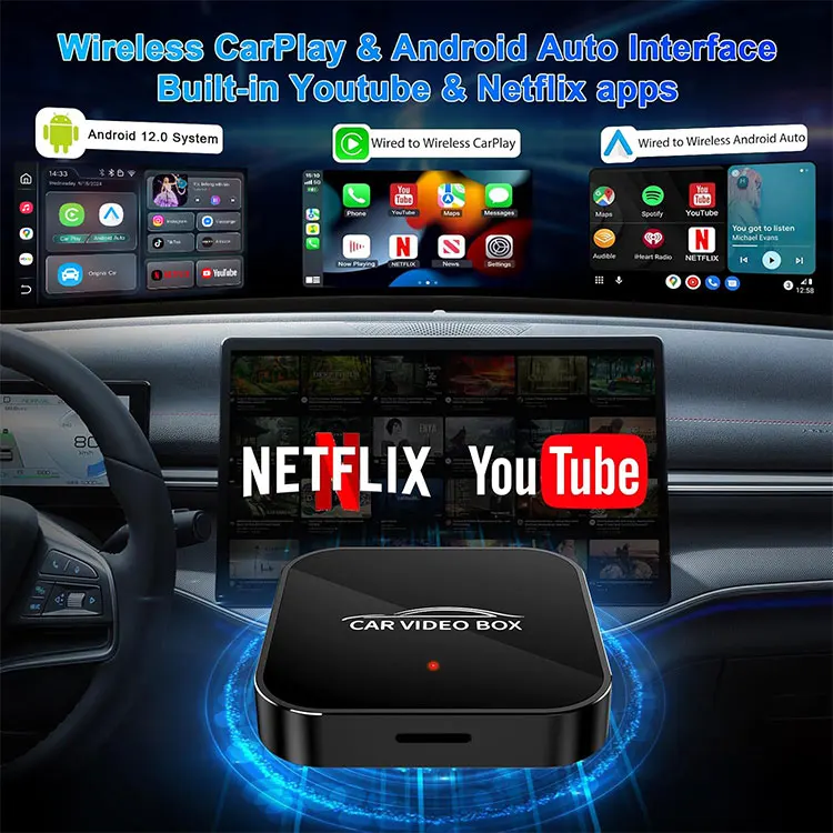 Android 12 Multimedia Video Box Android Auto Wireless Car Play