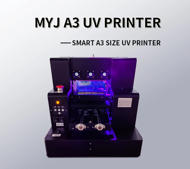 MYJ uv dtf flatbed printer print on the film, glass, ceramic, wood, plastic etc all support uv printing machine