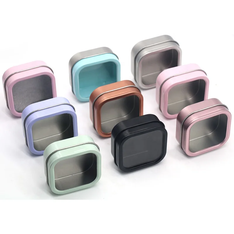 Square Badge Usb Earphone Electronics Packaging Tin Case Metal Tin Box With Sponge Foam Insert