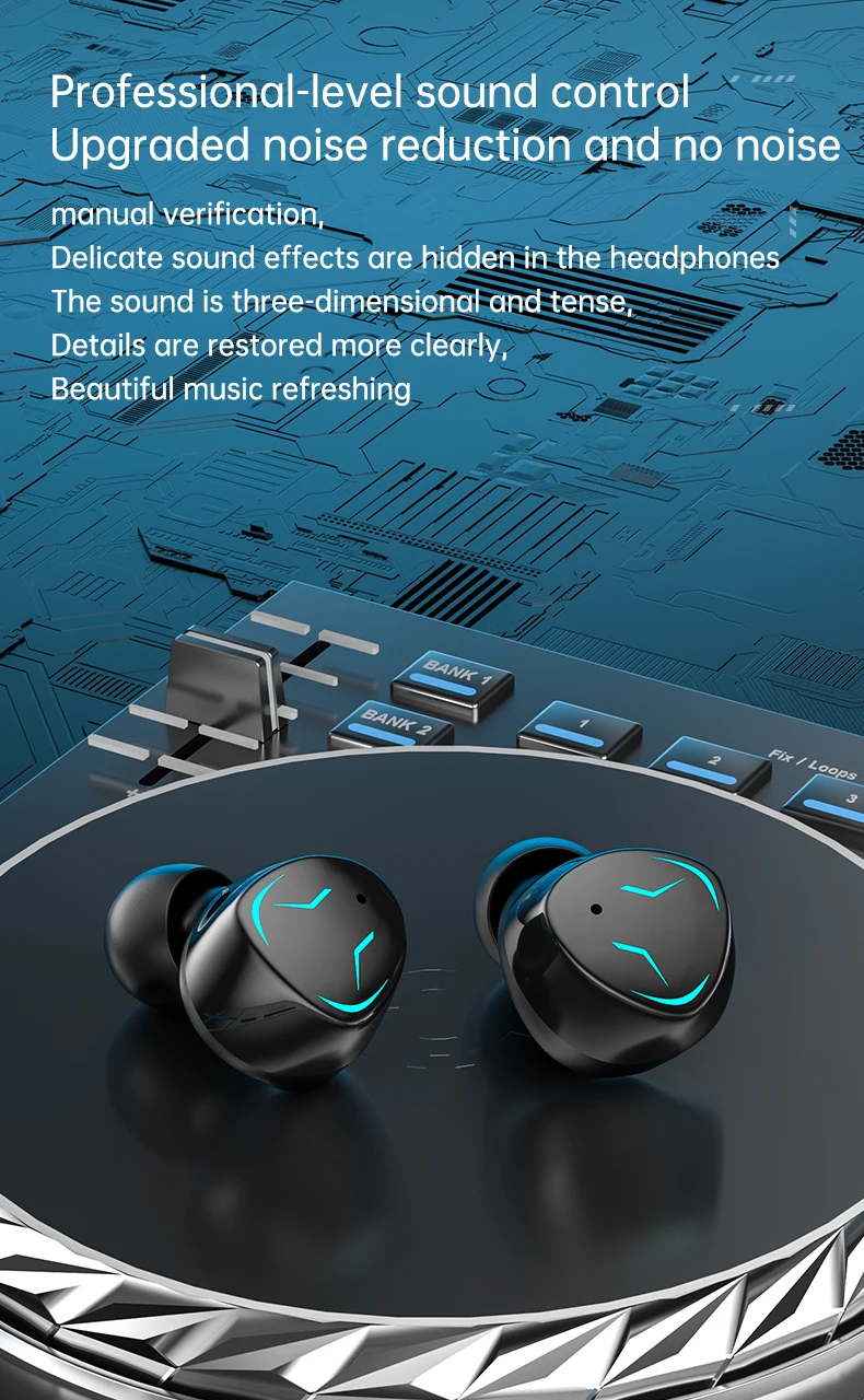 2024 New Gaming Wireless Earbuds GQ-11 LED Power Bank Earphone Fashion Design In-ear Earbuds GQ-11