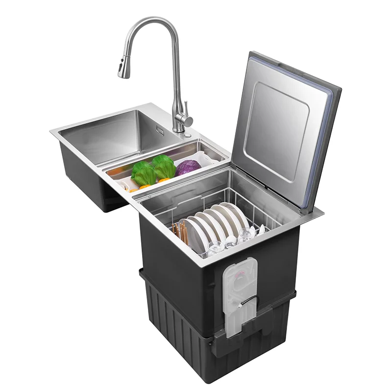 Kitchen built in dishwasher machine automatic smart ultrasonic in stainless steel sink