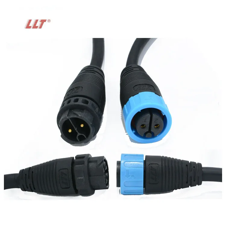 Free Sample M19 2 Pin Push Lock 14 to 18 AWG Cable Waterproof Connector for Electric Bikes