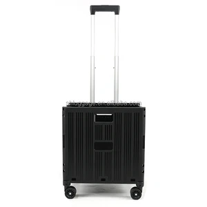 Folding Utility Cart Portable Rolling Crate Handcart Shopping Trolley Collapsible Tool Box Durable PP Wheels Customizable OEM