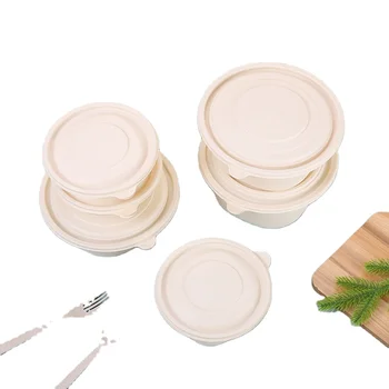 Customized Compostable Clamshell Take Out Food Containers Degradable Disposable Sugarcane Lunch Box