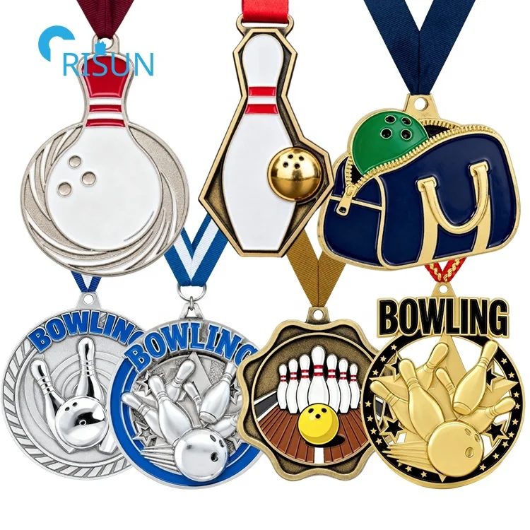 12 Médailles De Bowling Dorées Pour Enfants & Adultes – Récompenses Fun Avec Ruban Tricolore, Parfaites Pour Fêtes Et Tournois !