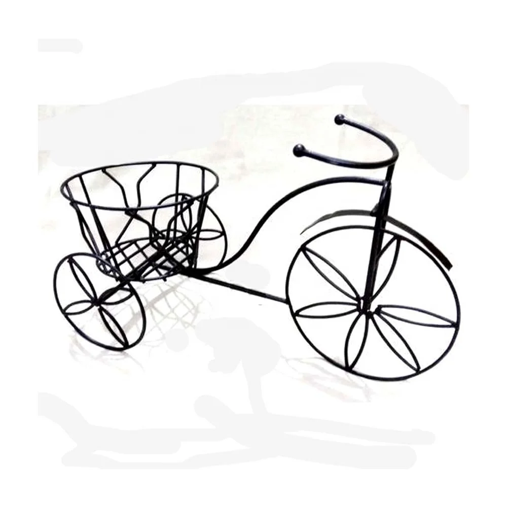 Ceramic White Elephant Animal Tricycle Metal Plant Pot Stand Pot Stand With Wheels Iron Wire Tricycle Pot Stand Red