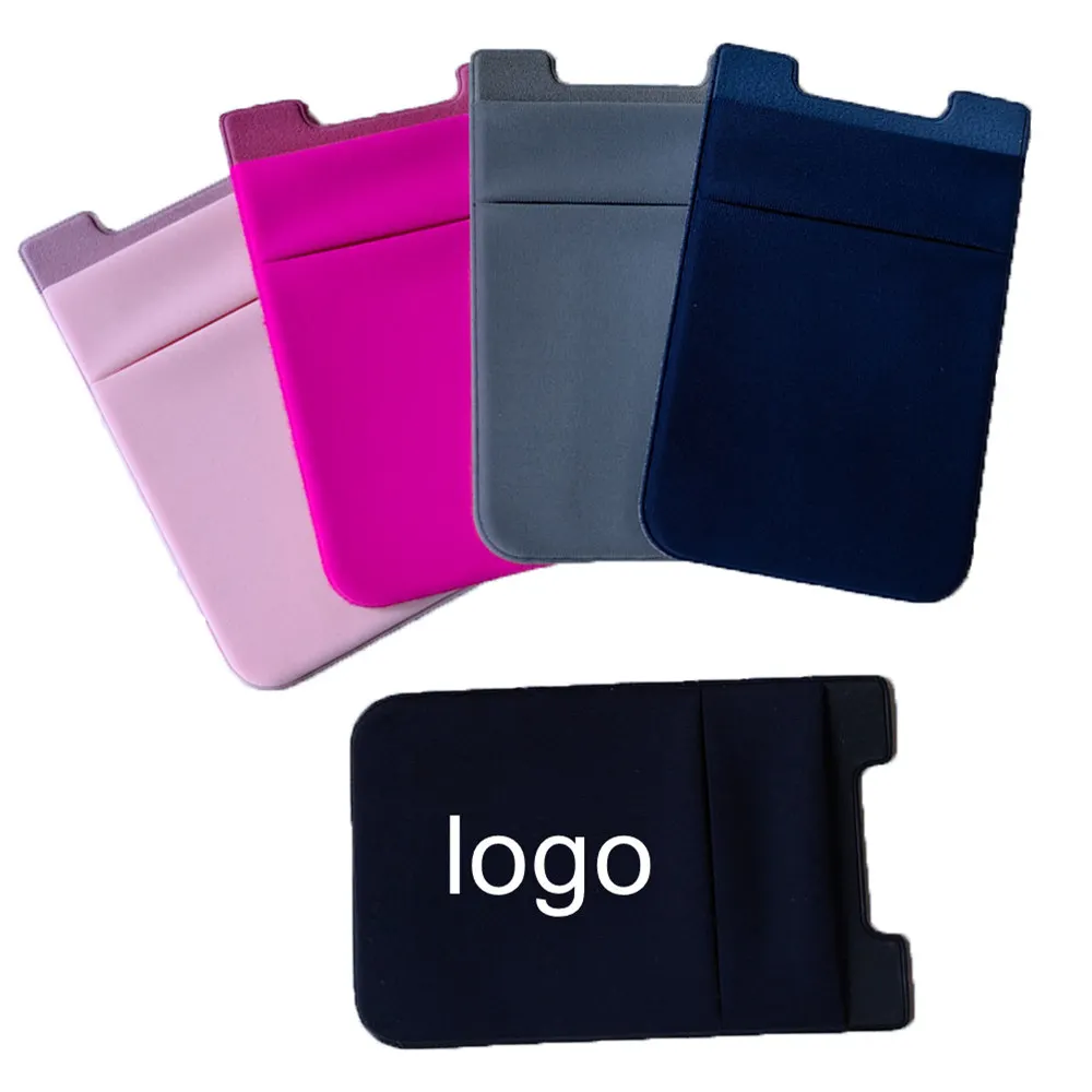 Custom Logo Promotional Gifts Key ,Card and Money Holder Card Sleeve Solid Color Spandex Fabric Phone Sticky Card Holder Wallet Custom Logo Promotional Gifts Key ,Card and Money Holder Card Sleeve Solid Color Spandex Fabric Phone Sticky Card Holder Wallet