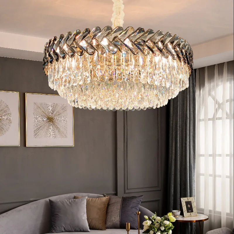 Modern Luxury Gold K9 Crystal Pendant Light Luxurious Crystal Hanging Lamp Ceiling Deckenleuchte for Living Room