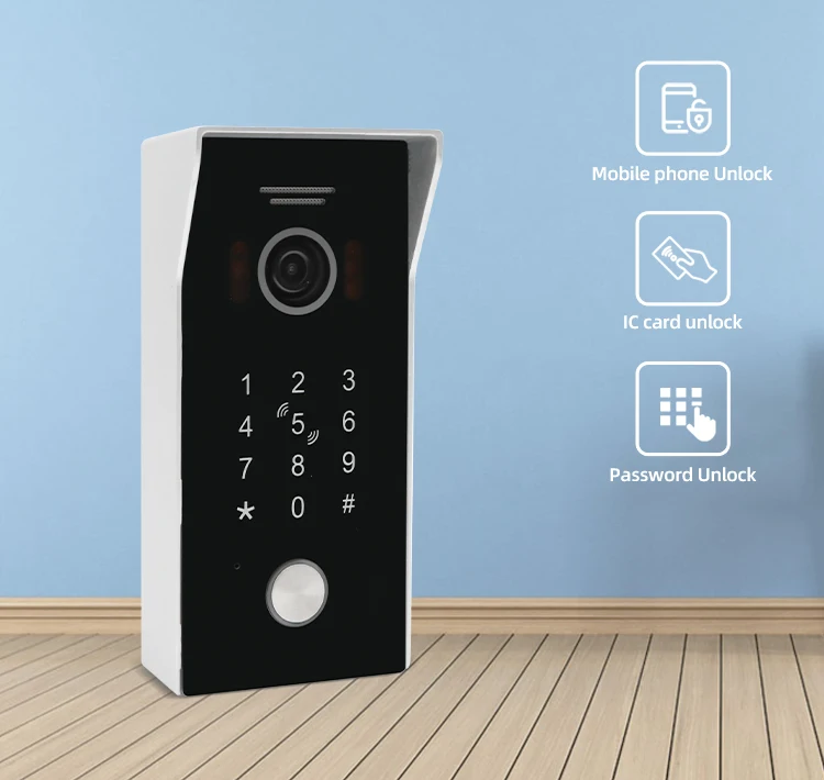 IP Wifi Tuya Smart Video Door Phone Intercom Ring Door Bell Camera Code Access Control Card Access Touch Screen