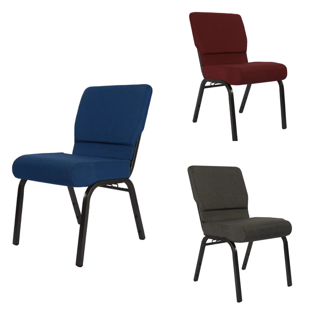 OEF Furnishings Premium Fabric Upholstered Stack Banquet Chair, Pack Of 2, Blue/Black