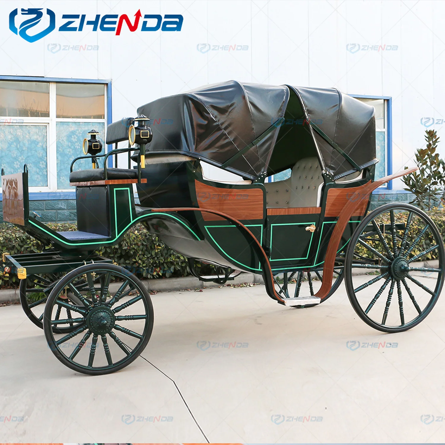 Double-top Open Sightseeing Carriage Horse-drawn Electric Carriage High ...