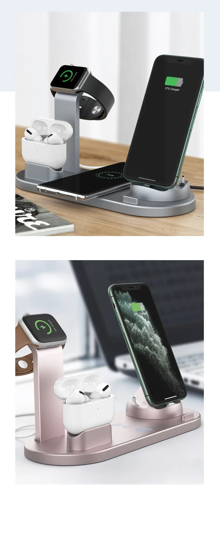 6 в 1 настольный мобильный телефон Беспроводное зарядное устройство подходит для всех видов смарт часы Bluetooth гарнитура мобильного
