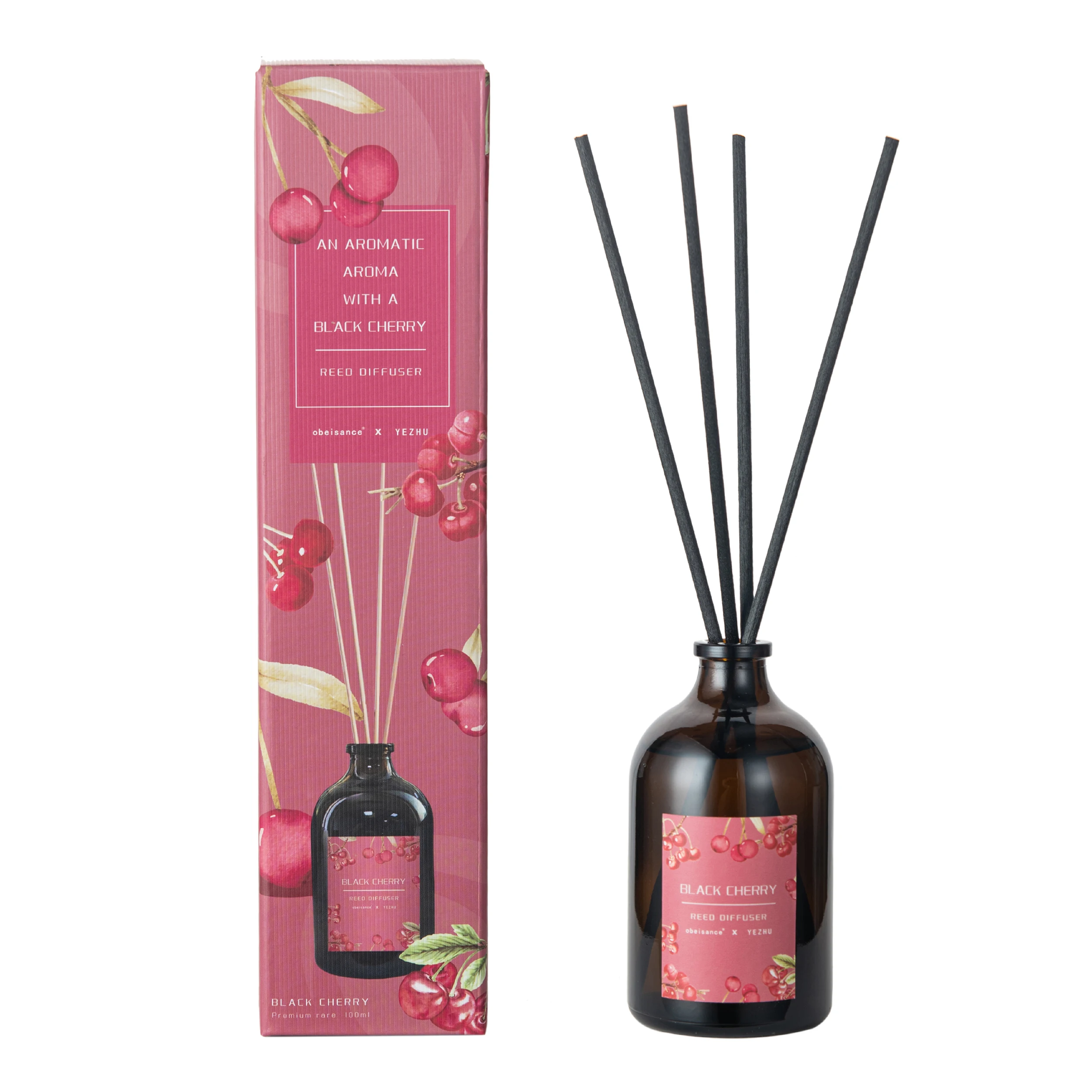 Wine Bottle Shape Amber Glass Bottle Lavender Rose Mint Fragrance Aroma 100ml Reed Diffuser