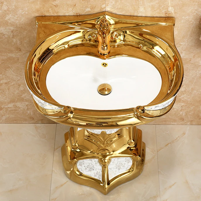 Hot Selling Ceramic Luxury Golden Plated Toilet And Sink Gold Color